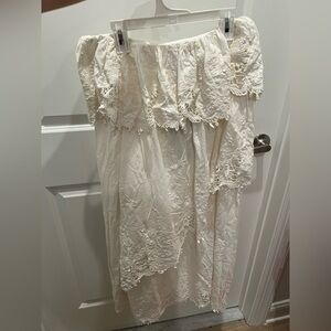 NWT Farm Rio Maxi Lace Asymmetrical Tiered Skirt White S